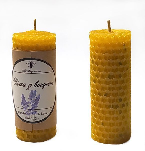 Свеча из вощины с соцветиями и эфирным маслом лаванды (2 часа горения) 1117727254 фото